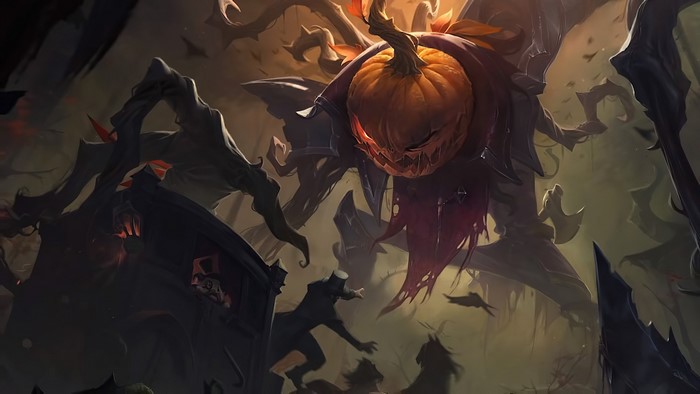 Fiddlesticks from League of Legends with a pumpkin head