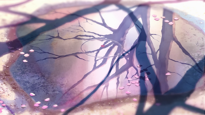 Anime reflection with cherry blossoms