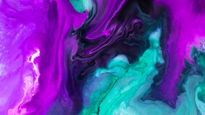 Abstract purple and cyan fluid art