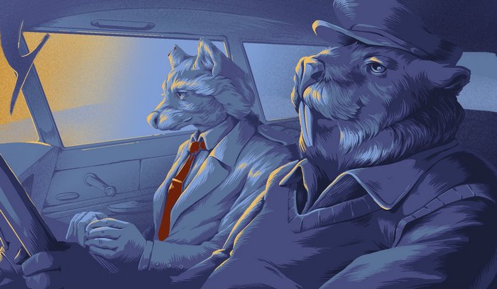 Fox and Beaver in a Car