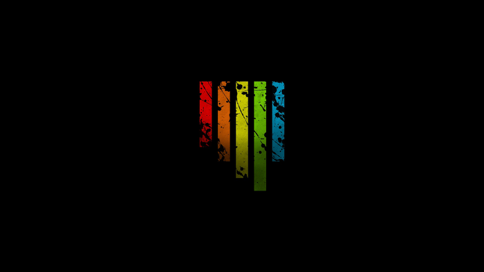 Colorful paint splattered vertical lines on black background