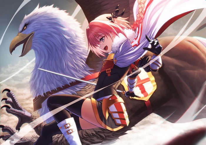 Astolfo from Fate/Apocrypha with a Griffin