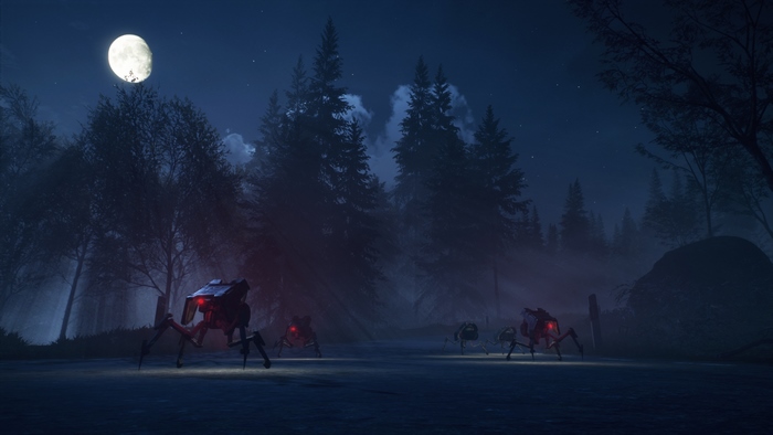 Generation Zero 4K Robots in Forest at Night