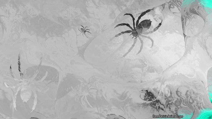 Abstract digital art with spiders and webs