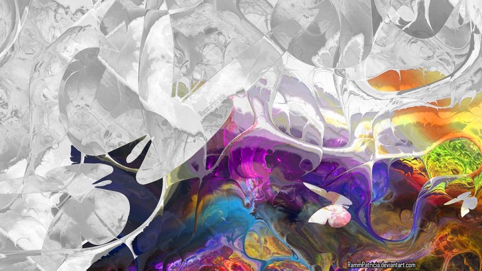 Abstract digital art with butterflies and vibrant colors