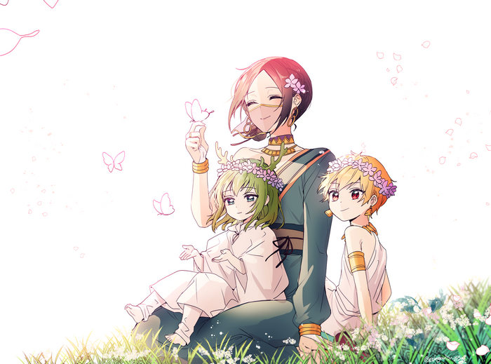 Siduri and two children with butterflies