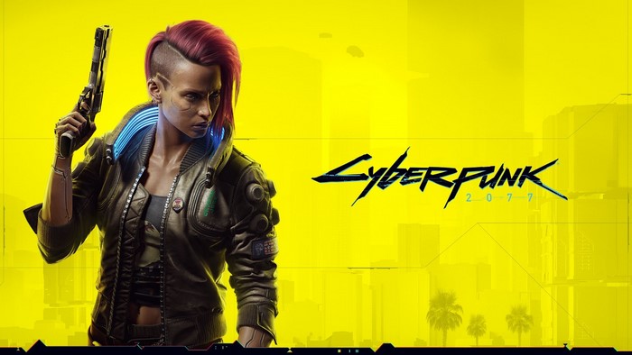 V from Cyberpunk 2077 holding a gun