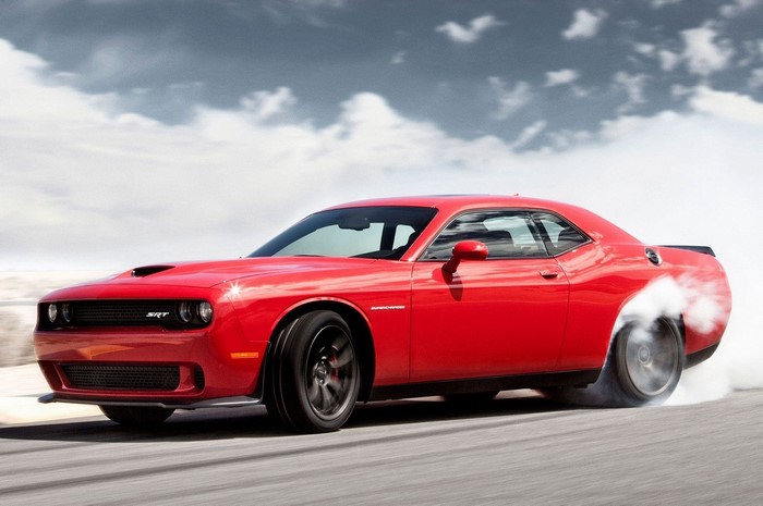 Red Dodge Challenger SRT Hellcat Burnout