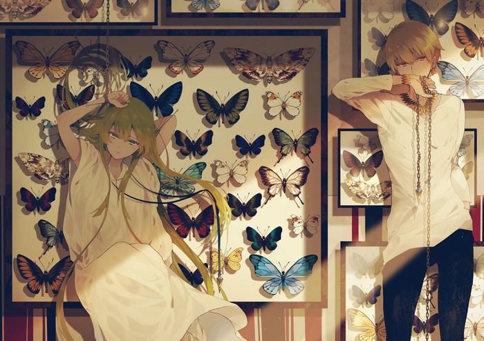 Enkidu and Gilgamesh from Fate/Grand Order with butterflies