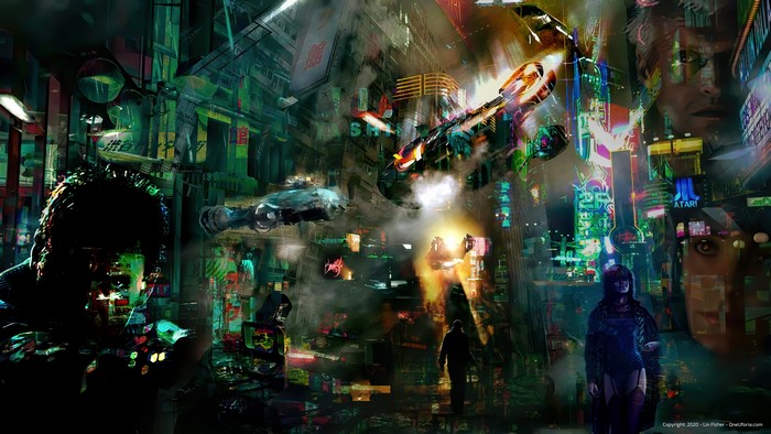 4K Futuristic Cityscape with Flying Vehicles