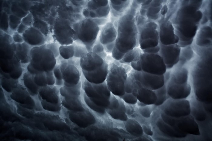 Mammatus clouds during a storm