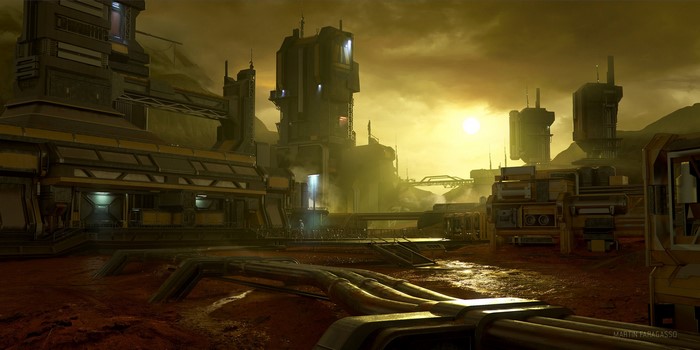 Futuristic industrial complex on Mars by Martin Faragasso