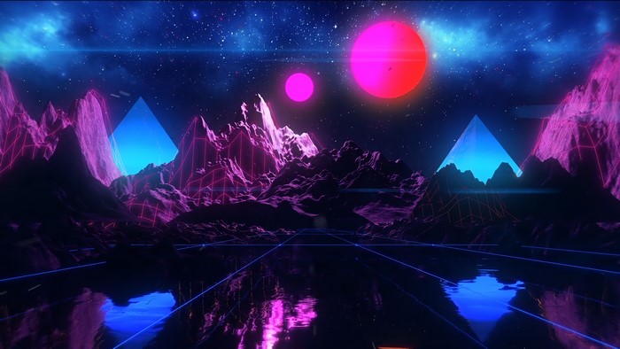 4K Vaporwave Digital Art Space Landscape