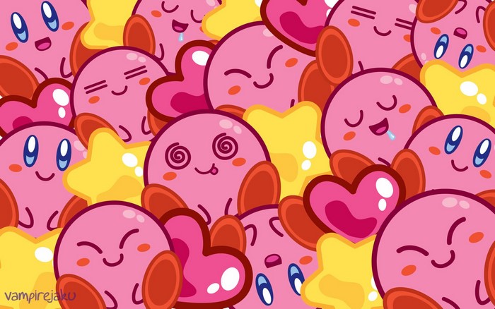 Kirby characters and stars pattern