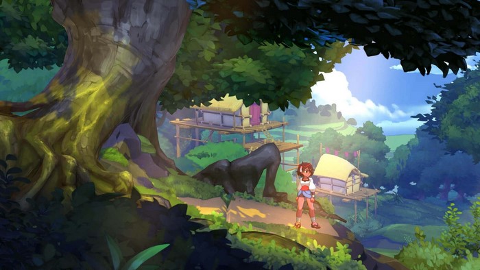 Ajna from Indivisible in a fantasy village