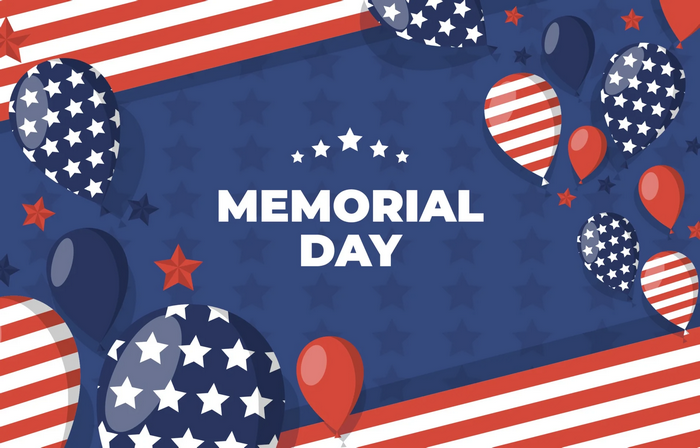 Memorial Day Balloons and American Flag Design