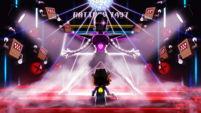 Mettaton from Undertale facing a human