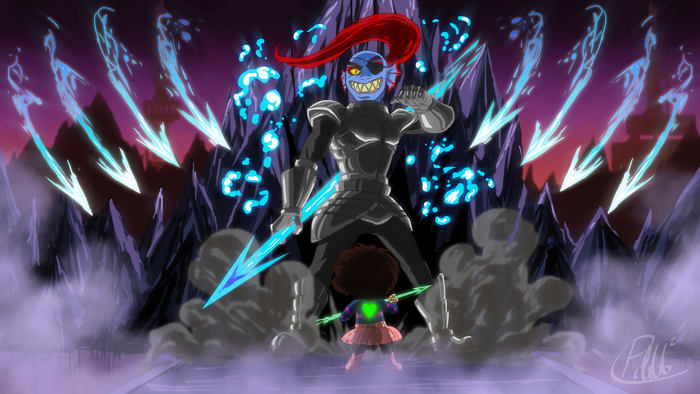 Undyne and Frisk from Undertale