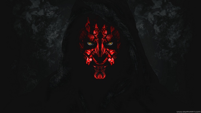 Darth Maul from Star Wars in a dark hood