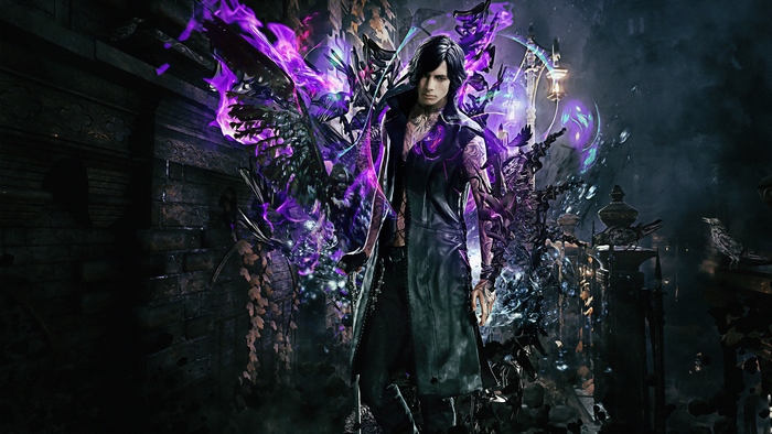 V from Devil May Cry 5 with purple energy