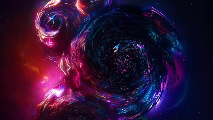 Abstract swirling nebula with neon glow