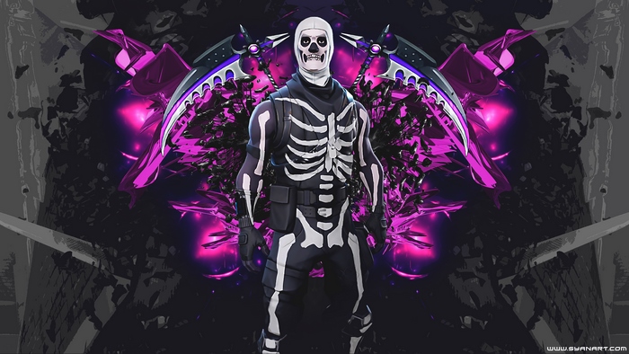 Fortnite Skull Trooper with Purple Scythes