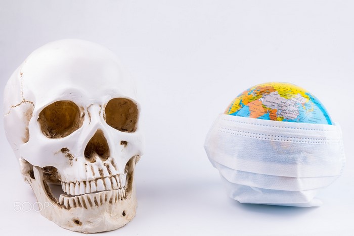 Skull and Globe with Face Mask