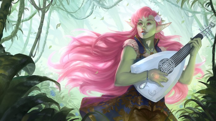 4K Orc playing lute in forest