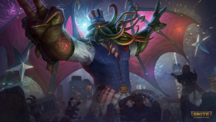 Dread President Cthulhu in a patriotic outfit