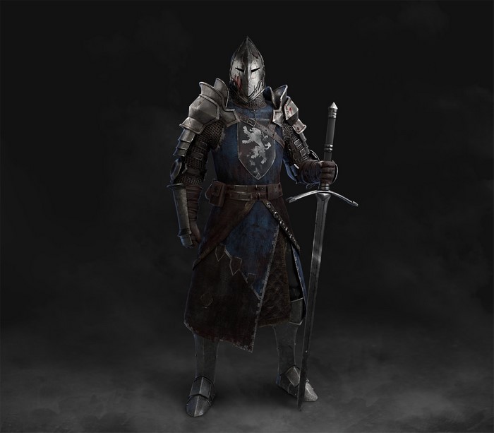 Knight in full armor holding a sword