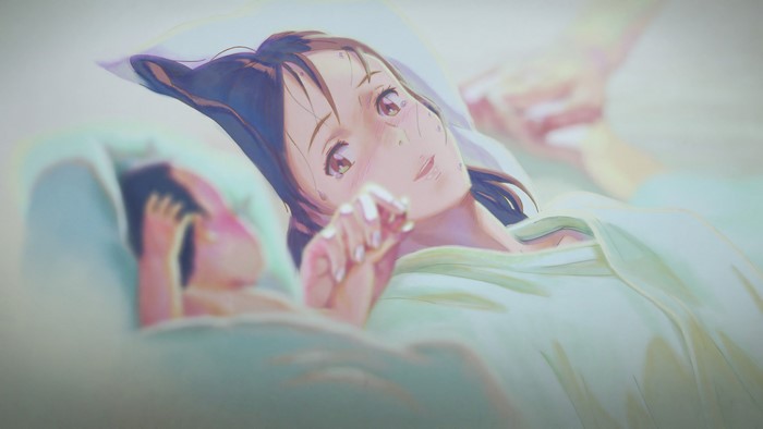 Mitsuha Miyamizu from Kimi no Na Wa with a baby