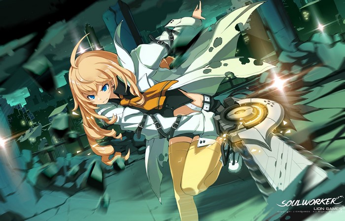 Haru Estia from Soul Worker with a sword