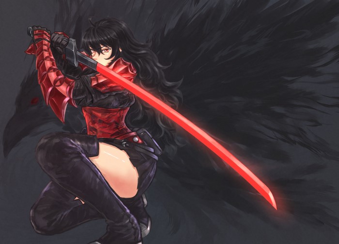 Raven Branwen from RWBY with a red sword