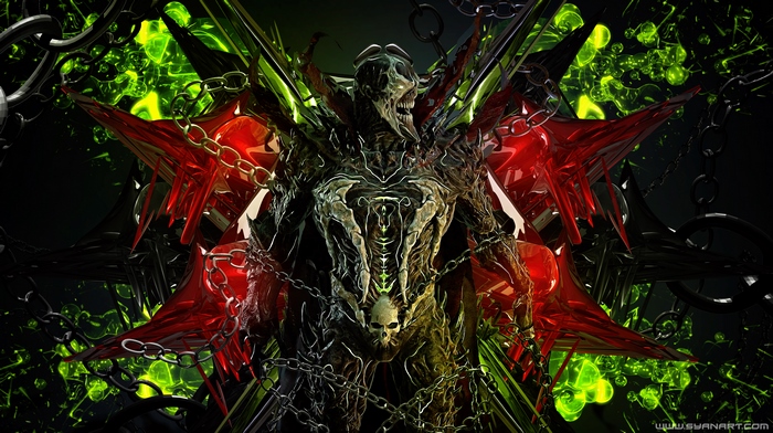 Mortal Kombat Spawn with Red and Green Energy