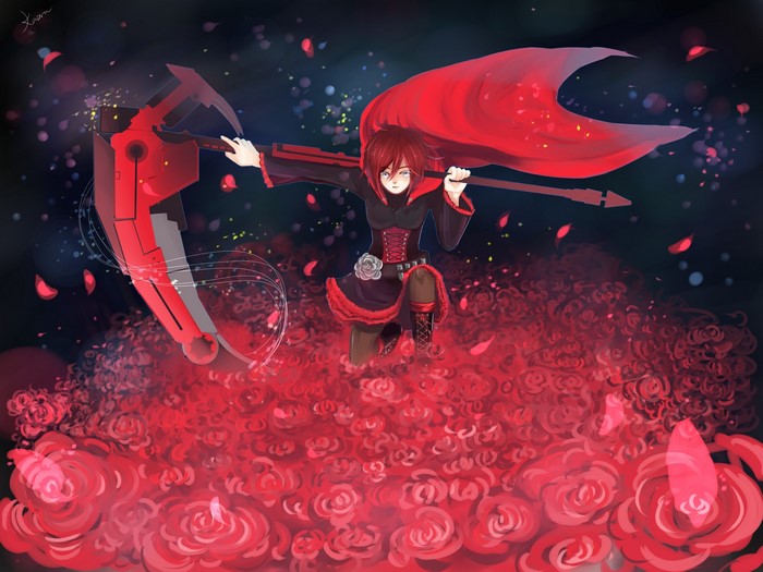 Ruby Rose from RWBY with Crescent Rose scythe