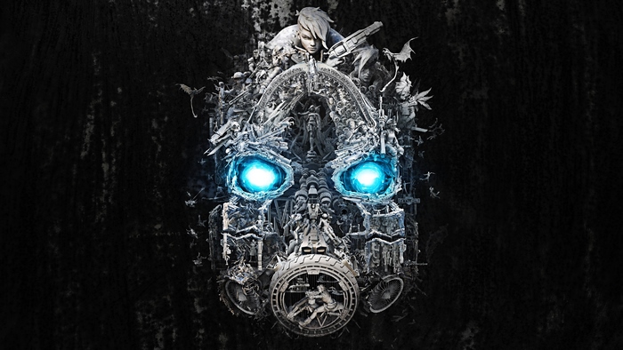 Borderlands 3 Mayhem Mask with Blue Glowing Eyes