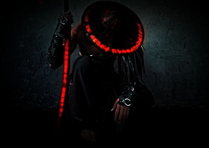 Samurai warrior with glowing katana