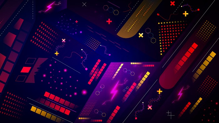 Abstract Neon Geometric Shapes and Lines