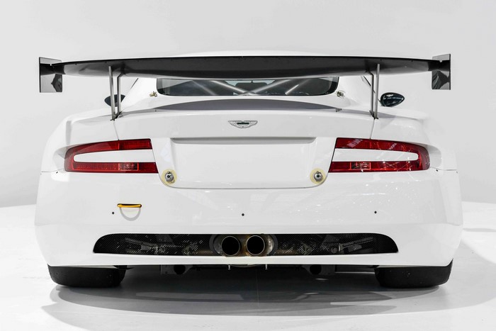 Aston Martin white car rear view