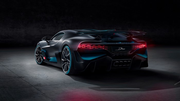 Bugatti Divo supercar in a dark setting