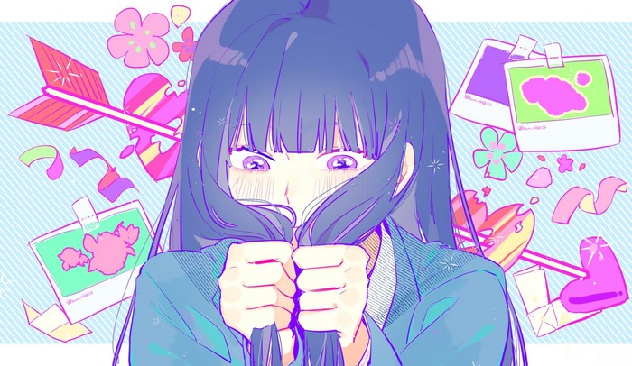 Kuronuma Sawako from Kimi ni Todoke touching her hair