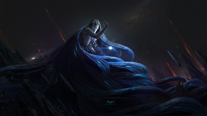 Rigel, a celestial being with flowing hair