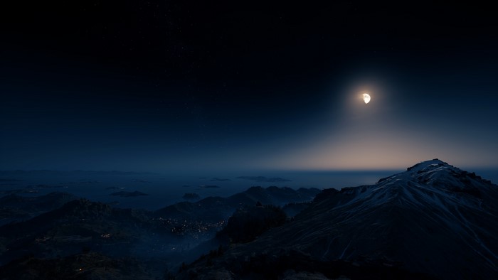 4K Assassins Creed: Odyssey night landscape