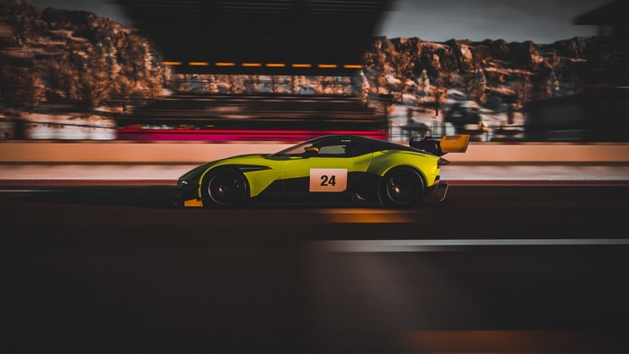 Aston Martin Vulcan with number 24 on a race track