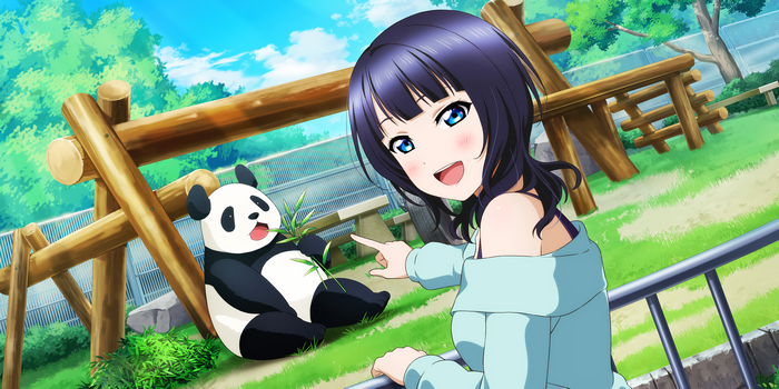 Kanan Matsuura from Love Live! Sunshine!! with a panda