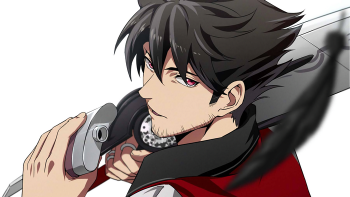 Qrow Branwen from RWBY holding a weapon