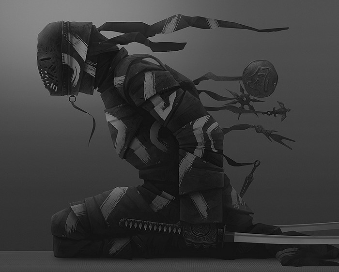 Dark Samurai Warrior with Swords