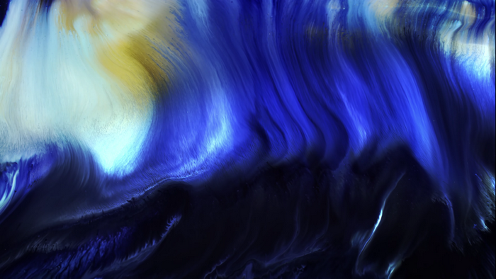 Abstract liquid art with blue and yellow swirls