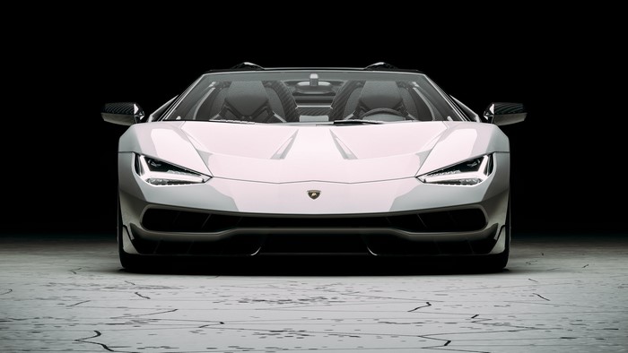 White Lamborghini Centenario Roadster Front View