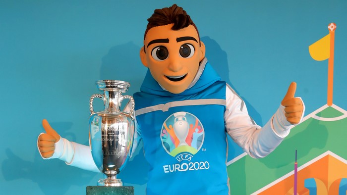 UEFA EURO 2020 Mascot Skillzy with Trophy